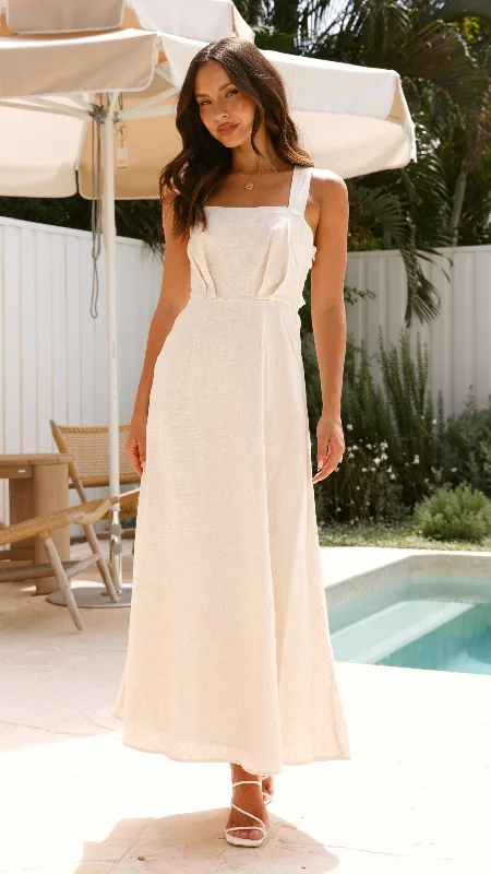 Zavory Maxi Dress - Oat / White