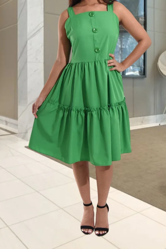 Ladies Green Ruffle Mini Dress