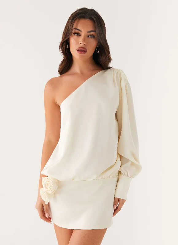 Pippie One Shoulder Mini Dress - Ivory