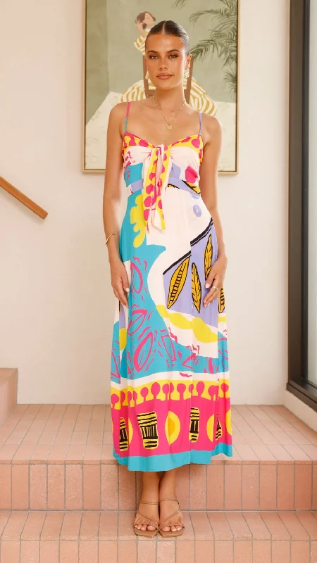 Shahar Maxi Dress - Pink Print