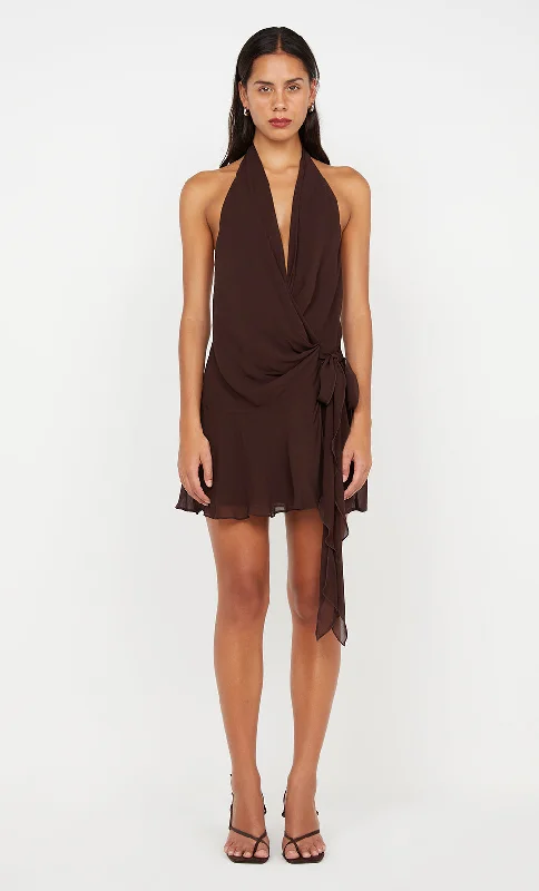 CELYSE MINI DRESS - DARK CHOCOLATE