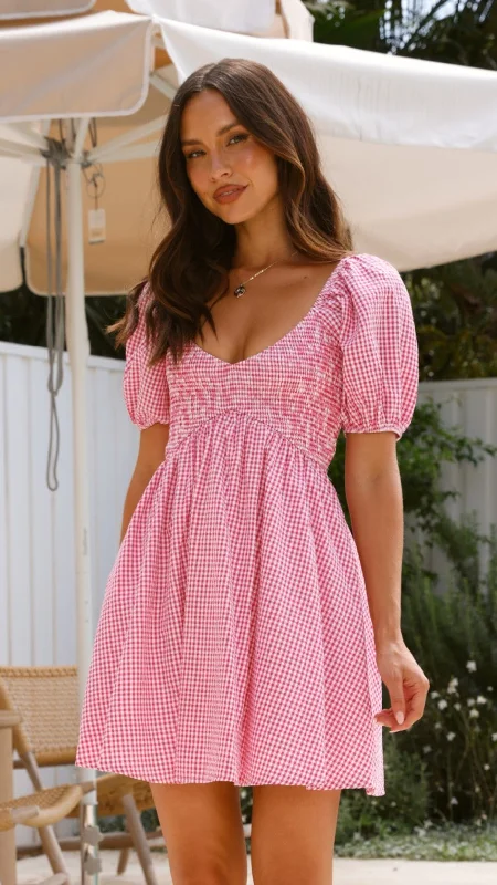 Sahirah Mini Dress - Red / White Gingham