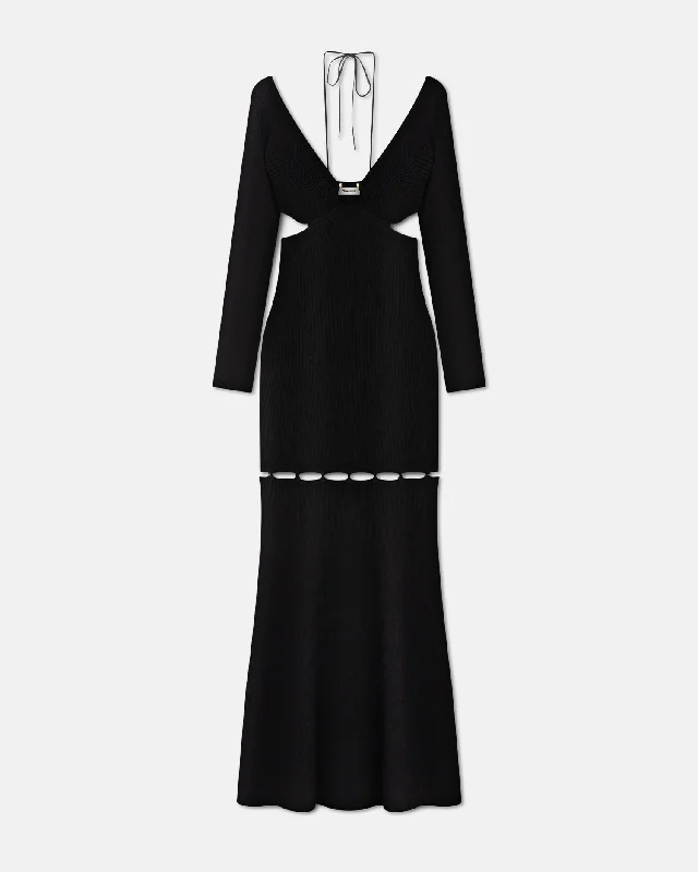 Varda - Ribbed-Knit Maxi Dress - Black