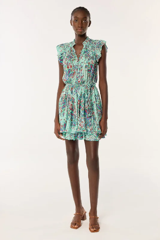 Mini Dress Callie - Mint Exotic Forest