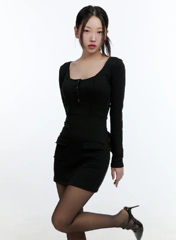 SlimFit Pocketed Mini Dress CD420