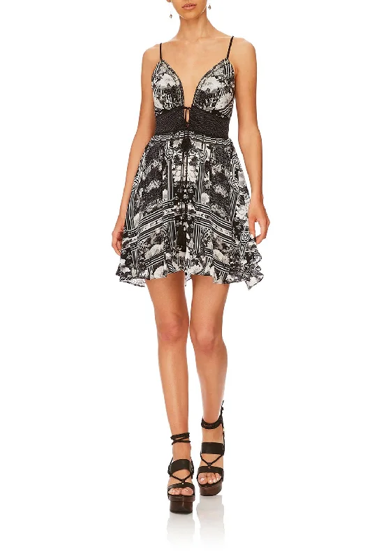 TIE FRONT MINI DRESS WILD MOONCHILD