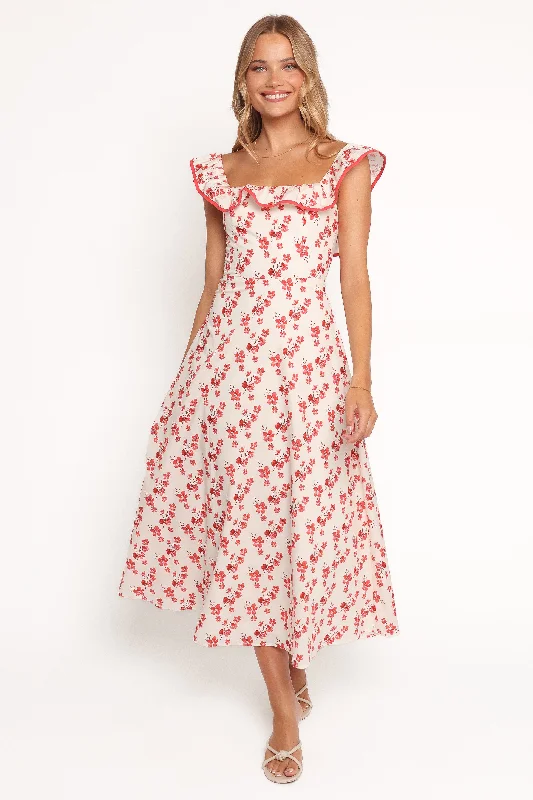 Lucille Maxi Dress - Red Floral