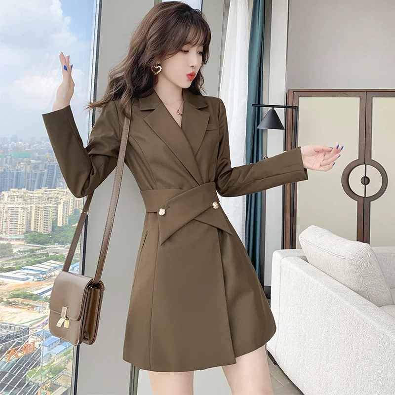 Plus Size Chanelesque Wrap Blazer Long Sleeve Mini Dress