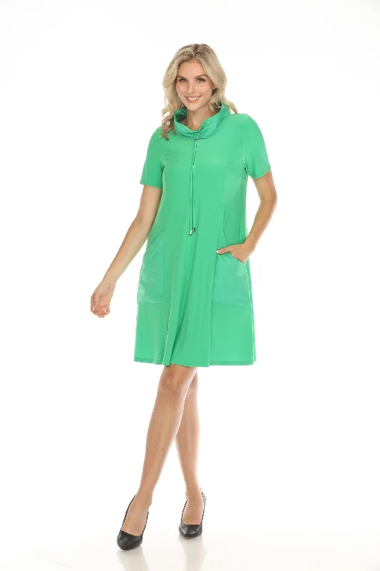 Joseph Ribkoff Island Green Cowl Neck Short Sleeve T-Shirt Dress 231141S24