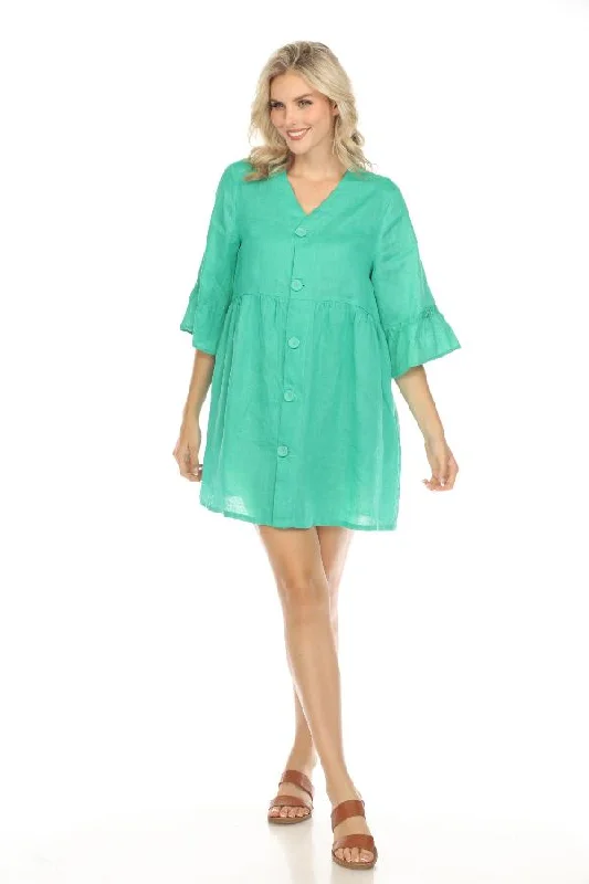 Johnny Was Calme Linen Button-Down Mini Dress O31112 *