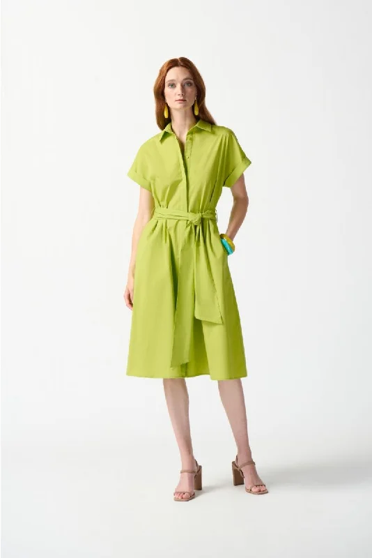 Joseph Ribkoff Key Lime Collared Short Sleeve Fit & Flare Shirt Dress 242914