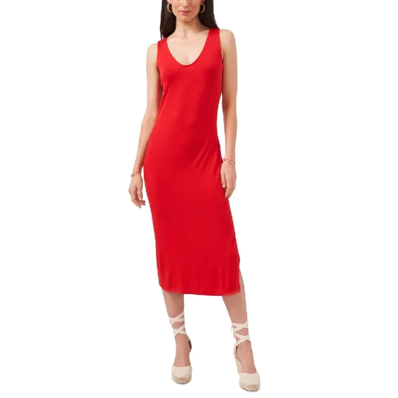 1.STATE Women's Deep V Neck Dress Red Size Large