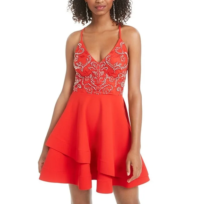 B Darlin Junior's Strappy Embellished a Line Dress