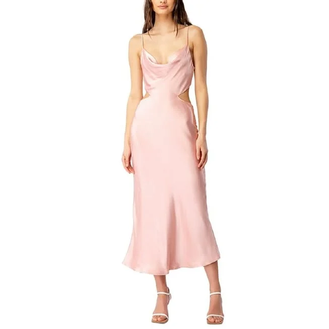 Bardot Women's Cowl Neck Cutout Slipdress Pink Size 6