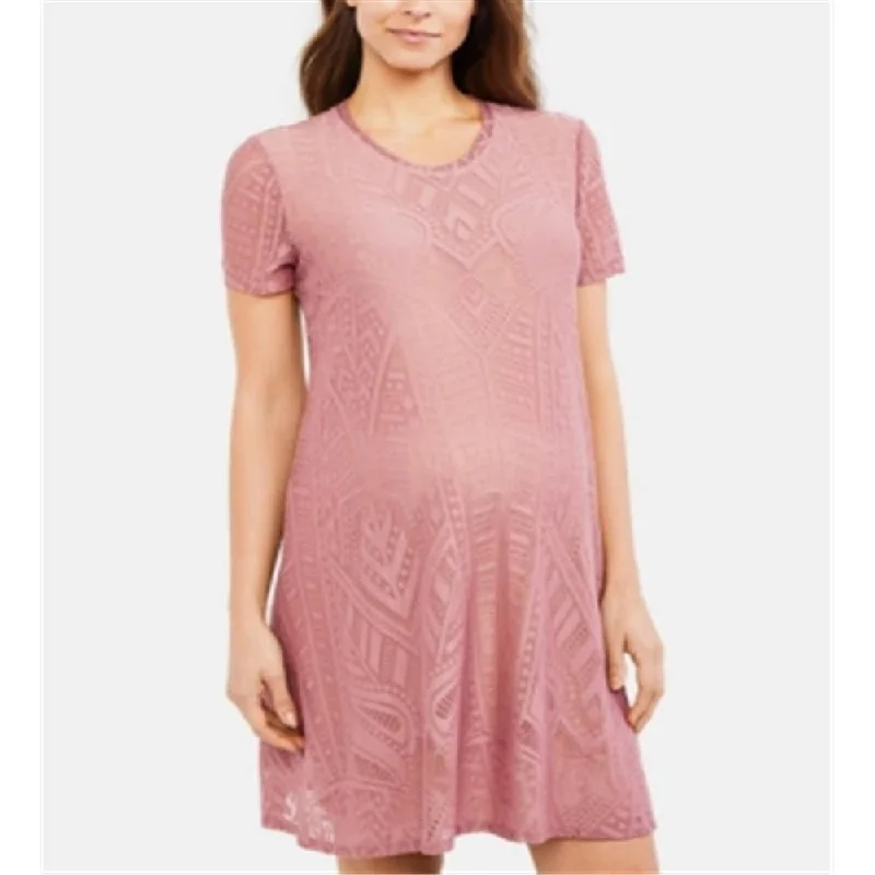 BCBGMAXAZRI Women's Maternity Textured A Line Dress Pink Size Medium