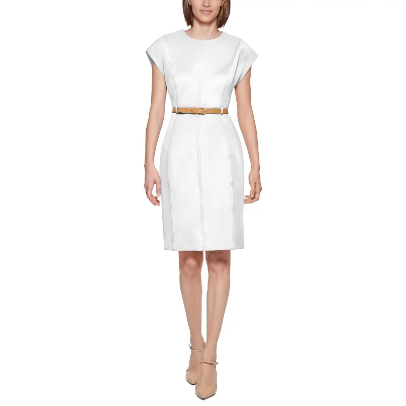 Calvin Klein Women's Belted Sheath Dress White Size 16