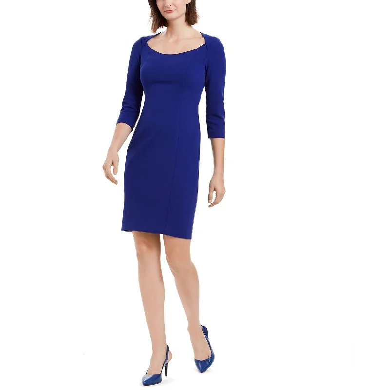 Calvin Klein Women's U Neck Sheath Dress Blue Size 12