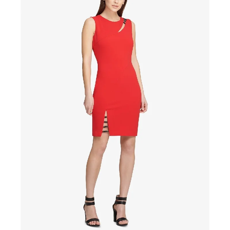 DKNY Women's Cutout Sheath Dress Bright Red Size 6