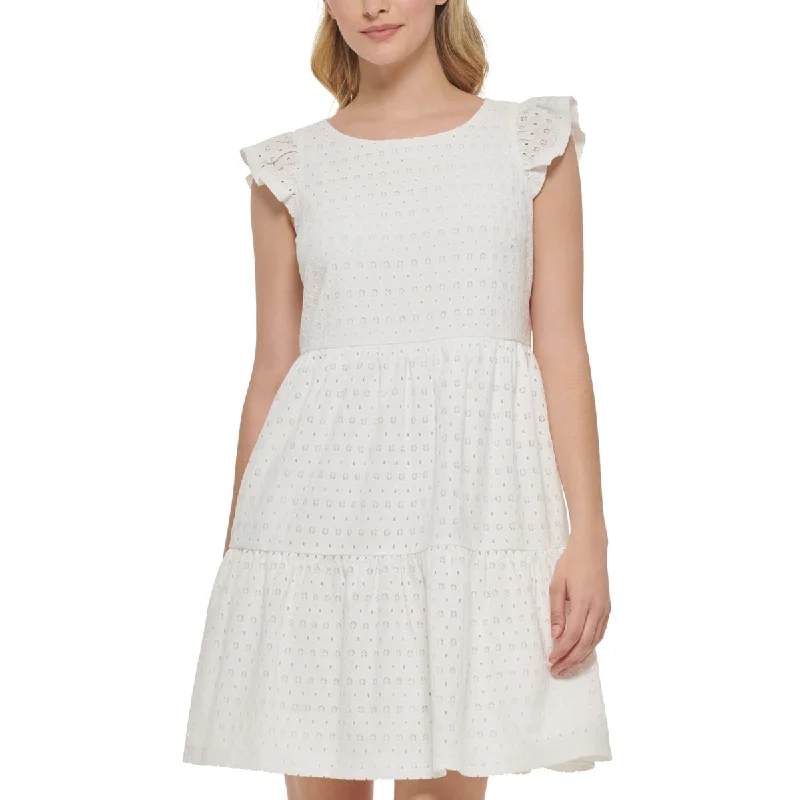 Jessica Howard Women's Eyelet Tiered Dress White Size 16