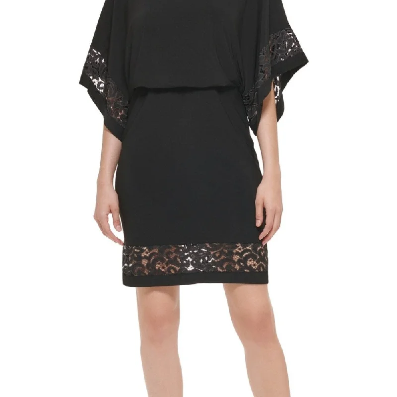 Jessica Howard Women's Lace Inset Blouson Dress Black Size 12