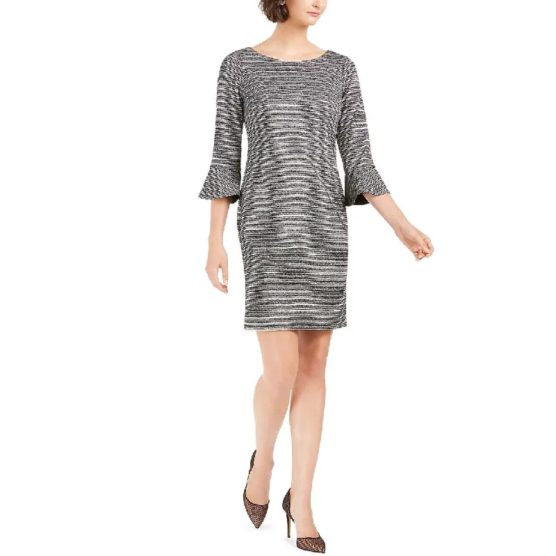 Jessica Howard Women's Petite Striped Sheath Dress Gray Size 14