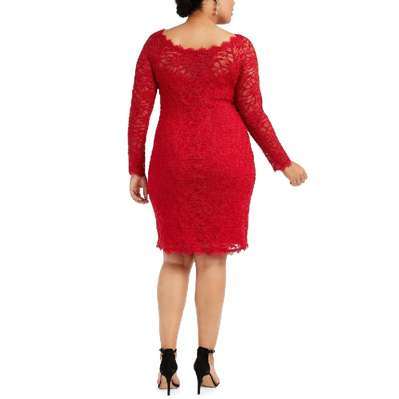 Jump Women's Trendy Lace Sheath Dress Red Size 3X