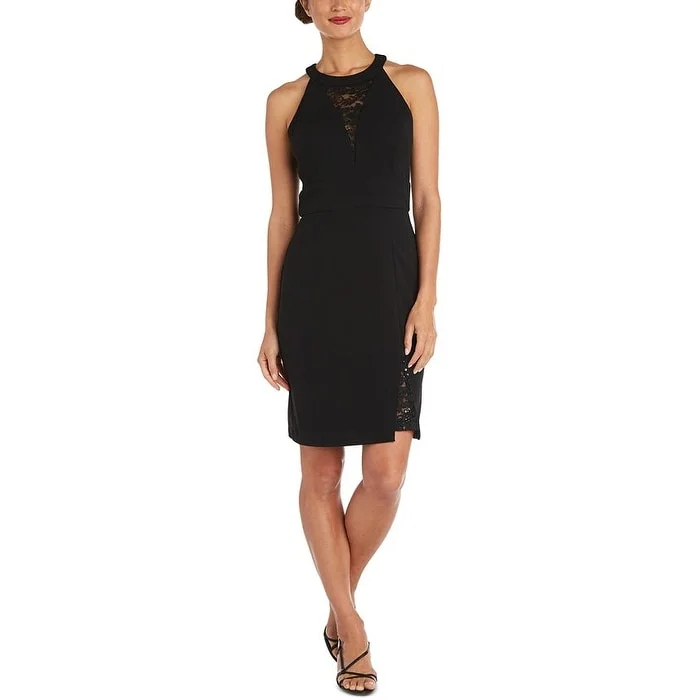 Nightway Women's Lace Inset Sheath Dress Black Size 4