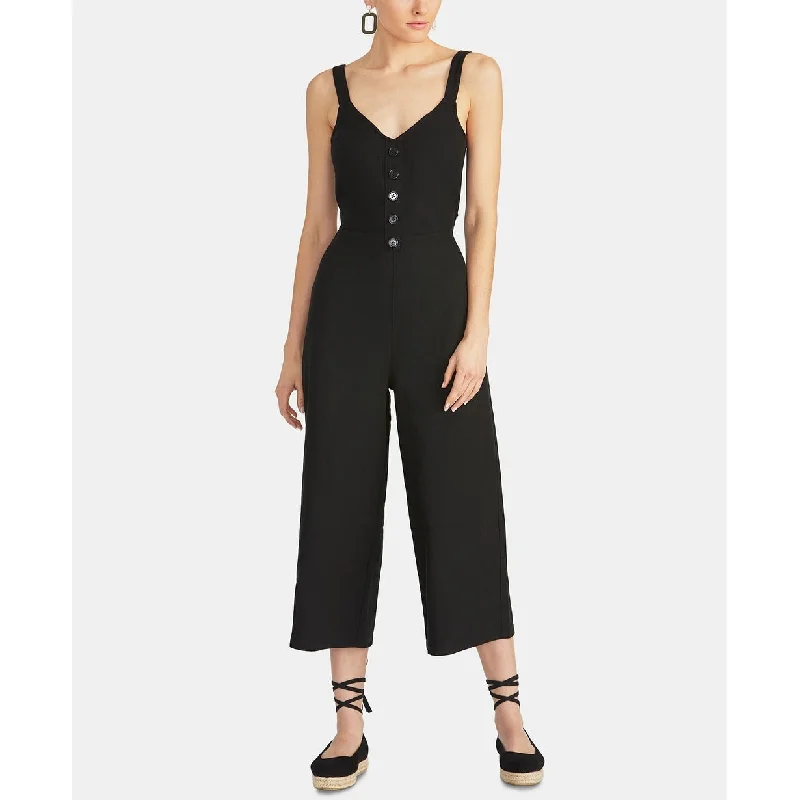 Rachel Roy Women's Cotton Cropped Tie-Back Jumpsuit Black Size 0