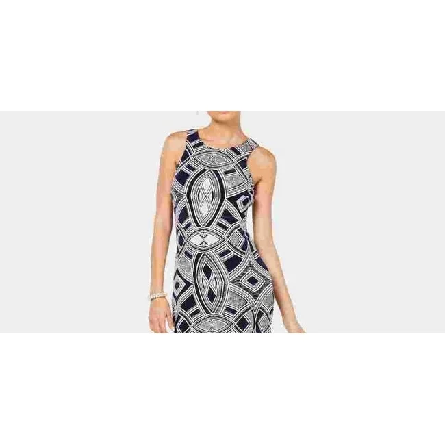 Speechless Women's Glitter Printed Sleeveless Jewel Neck Short Body Con Dress Black Size 21