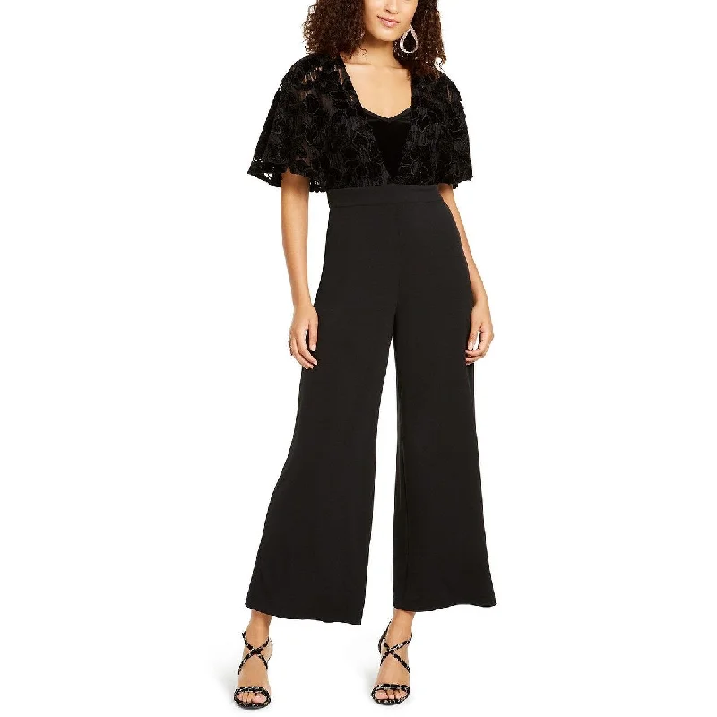 Thalia Sodi Women's Lace-Mesh Surplice Jumpsuit Black Size Medium