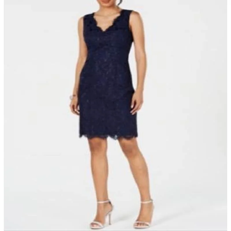 Vince Camuto Women's Lace Sheath Dress Blue Size 10