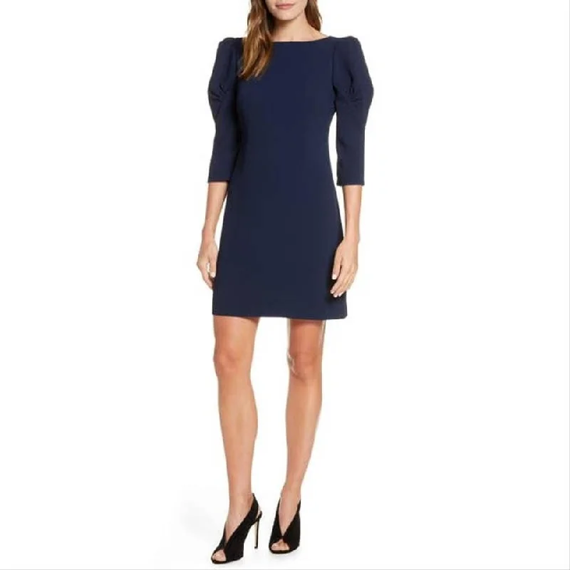 Vince Camuto Women's Puff Shoulder Sheath Dress Blue Navy Size 14