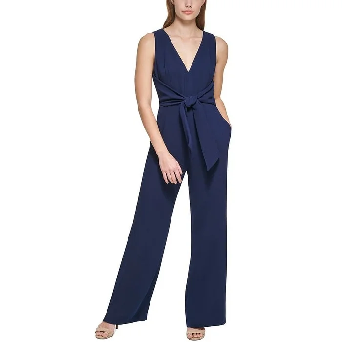 Vince Camuto Women's Sleeveless Tie Waist Jumpsuit Blue Size 16