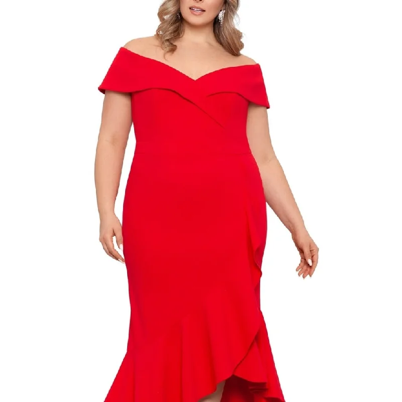 Xscape Women's Ruffled Sheath Dress Red Size 22W