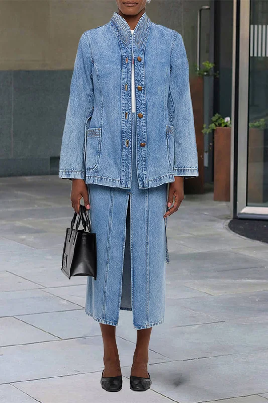 Stylish Single Breasted Denim Jacket