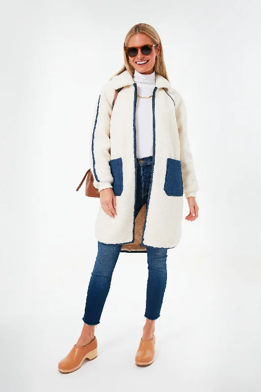 Cream Sherpa with Denim Shepherd Coat