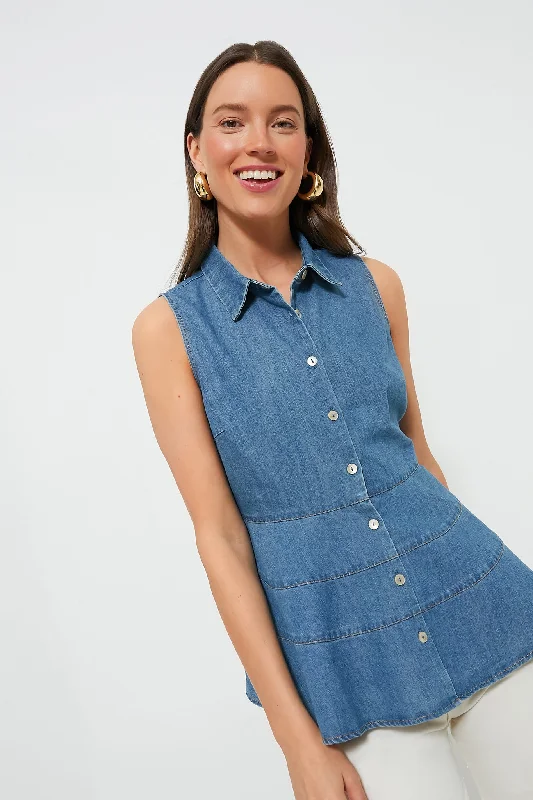 Denim Sleeveless Ashlen Blouse