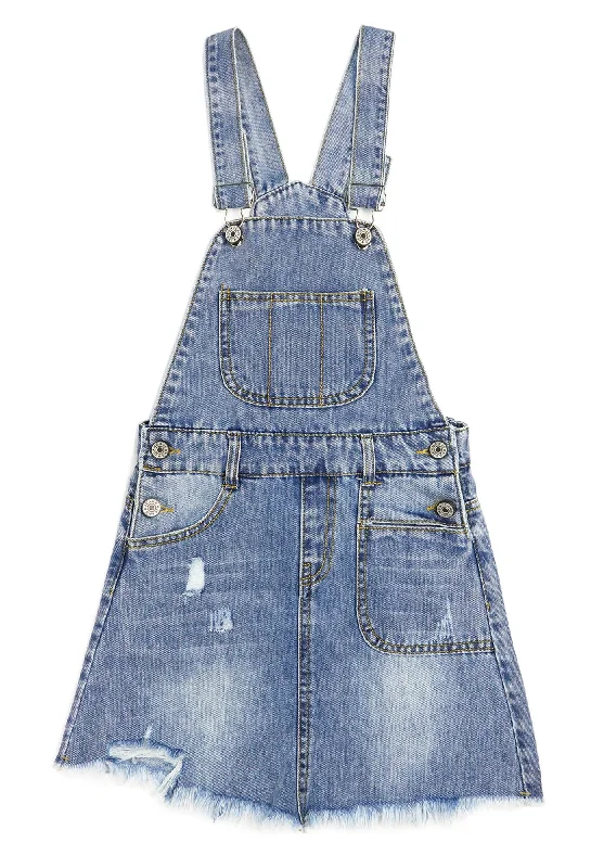 Girls Denim Skirt, Little Ripped Raw Edge Jean Summer Overall Dress