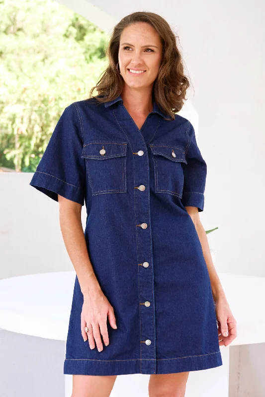 Reece Denim Dress Dark Indigo