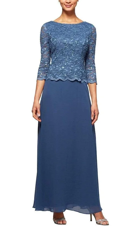 Alex Evenings - 212655 Sequined Lace Bateau Neck Sheath Dress