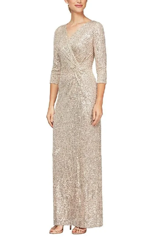 Alex Evenings - 8196646 Sequined V-Neck Column Gown