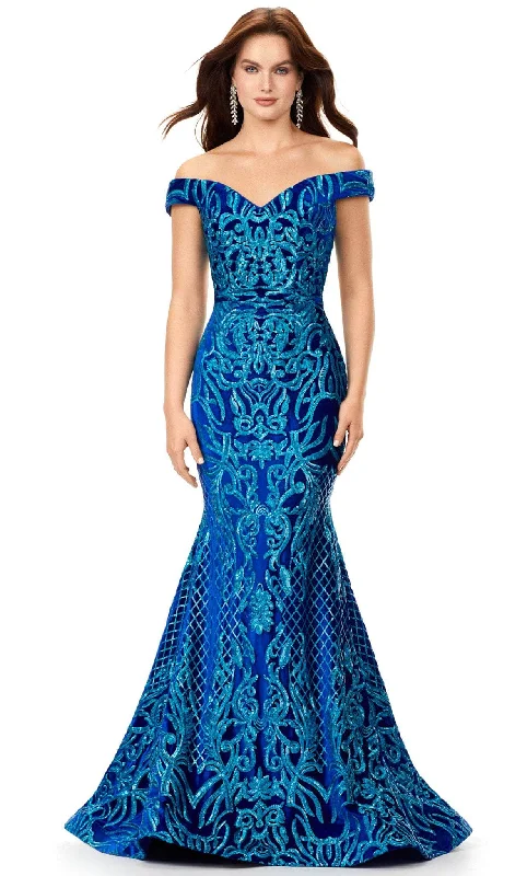 Ashley Lauren 11330 - Velvet Off Shoulder Evening Gown