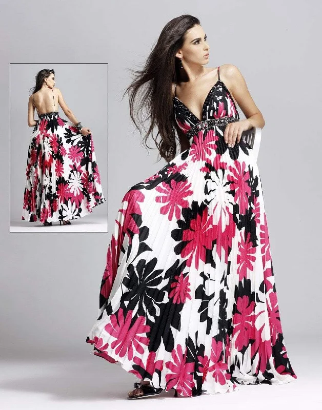 Blush by Alexia Designs - Floral Print Accordion Gown 9034