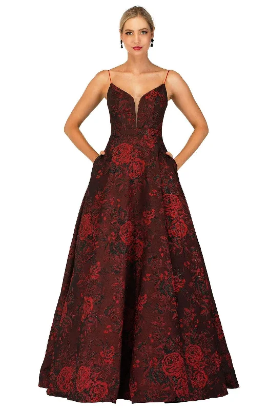 Cecilia Couture - 2100 Floral Open Back A-line Long Dress