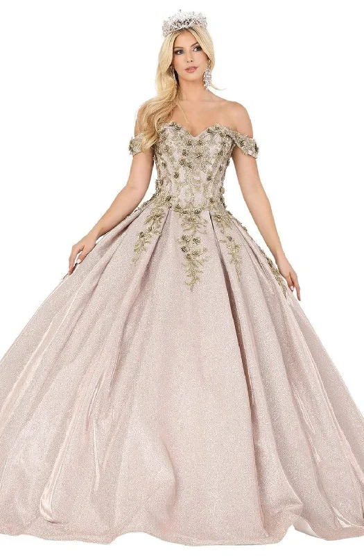 Dancing Queen - 1504 Embroidered Off-Shoulder Pleated Ballgown