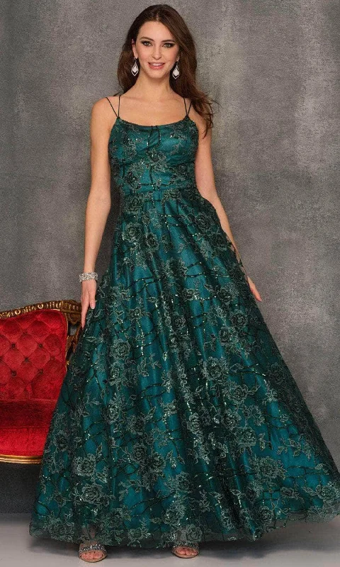 Dave & Johnny 10881 - Scoop Floral Lace Prom Gown