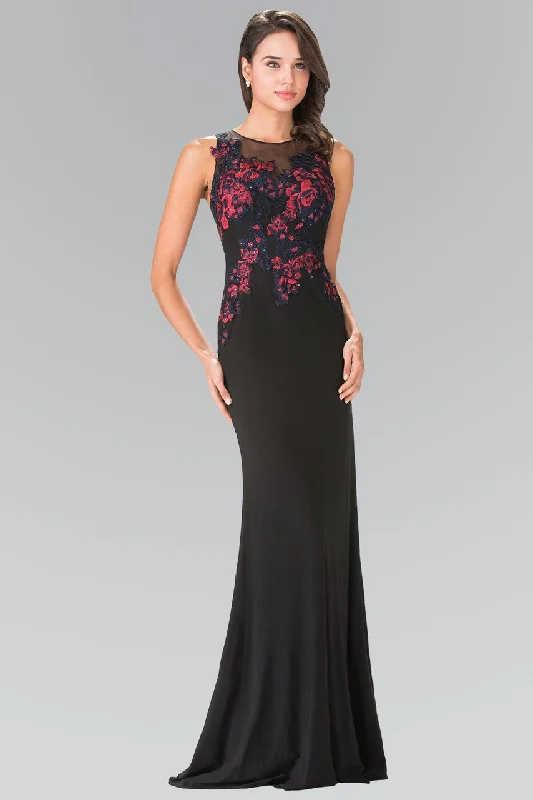 Elizabeth K - GL2238 Bead Embellished Jewel Neck Gown