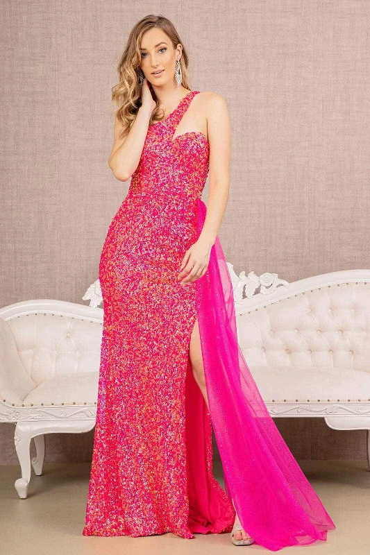 Elizabeth K GL3133 - Embellished Asymmetrical Prom Dress