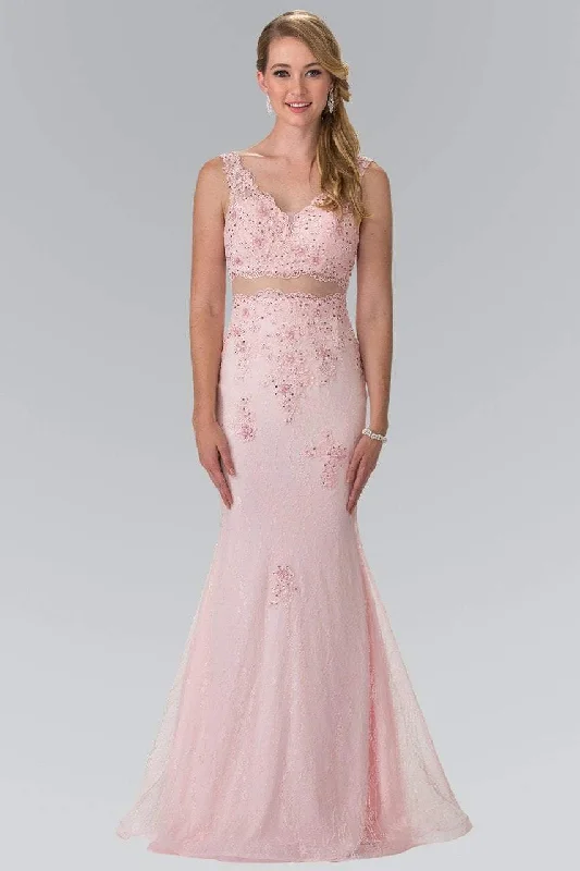 Elizabeth K - GL2240 Laced V-Neck Trumpet Gown