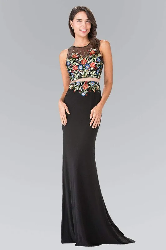 Elizabeth K - GL2241 Mock Two-Piece with Embroidery Evening Gown